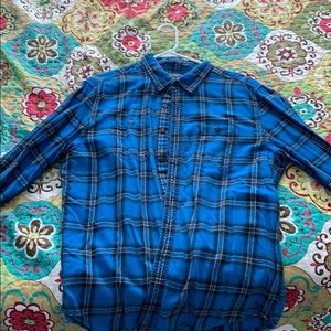 blue black and white american eagle flannel